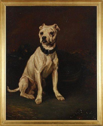 Louis Godefroy JADIN (Paris 1805 - 1882) Un chien. Panneau. Signé et daté en bas...