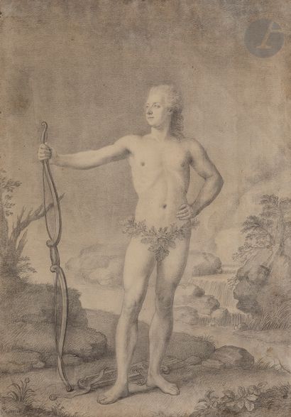 null Jean-Baptiste GARAND (Paris, 1719 - 1780)
Portrait d’homme en Adonis
Crayon...