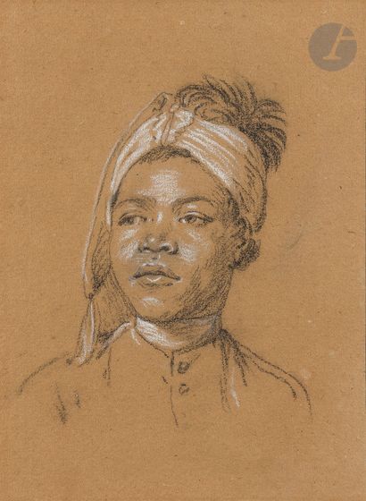 null Pierre OZANNE (Brest, 1737 - 1813)
Tête d’homme noir au turban
Pierre noire...