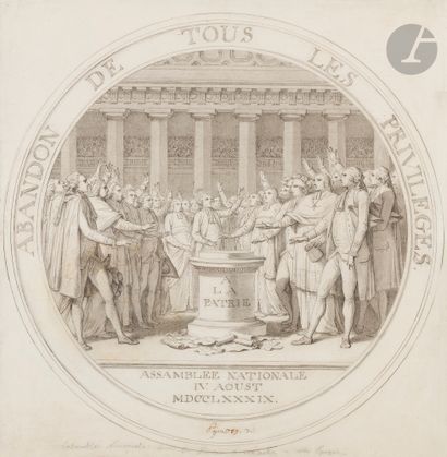 null Augustin PAJOU (Paris, 1730 - 1809)
Projet de médaille pour l’Abolition des...