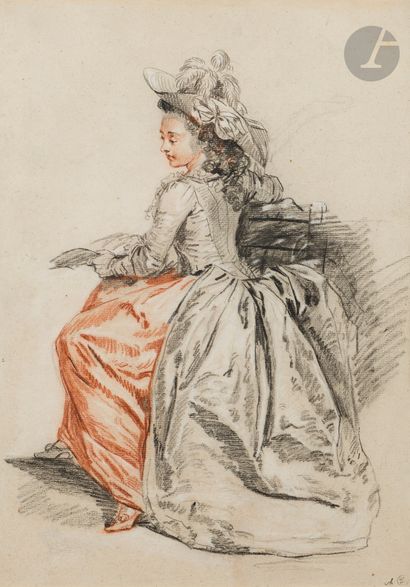 null Étienne-Charles LEGUAY (Sèvres, 1762 - Paris, 1846)
Jeune femme lisant
Trois...