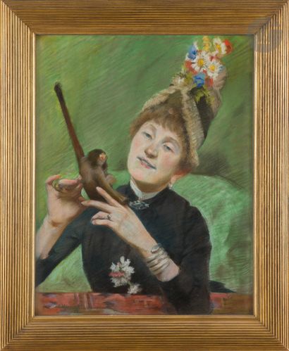 null Étienne Adolphe MOREAU-NÉLATON (Paris, 1859 - 1927)
La Dame au singe, 1885
Pastel.
Signé...