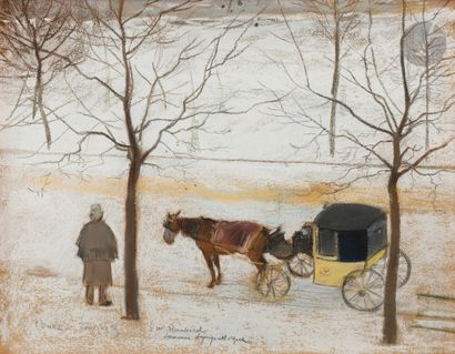 null Ernest Ange DUEZ (Paris 1843 - Saint-Germain-en-Laye 1896)
Fiacre sous la neige...