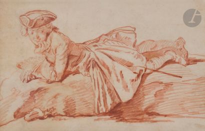 null Jacques-Philippe LE BAS (Paris, 1707 - 1783)
Gentilhomme couché sur un tertre
Sanguine...