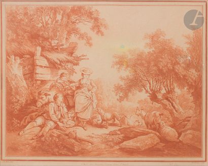 null Gilles Demarteau (1722-1776)
Great pastoral. Engraved in imitation of the drawing...