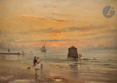 null Eugène LE POITTEVIN (Paris, 1806 - 1870)
Une plage normande, soir d’été
Papier...