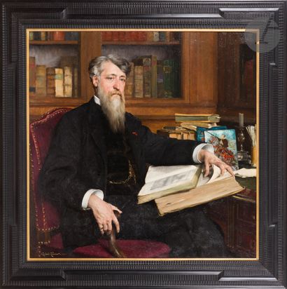 null Gabriel FERRIER (Nîmes, 1847 - Paris, 1914) 
Portrait de Claudius Popelin (1825-1892),...