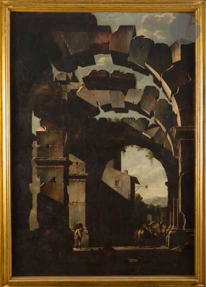 null Niccolo CODAZZI (Naples, 1642 - Genoa, 1693)
The Inn in the ruins; Washerwomen...
