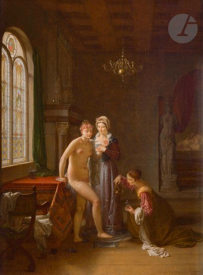 null Jean-Baptiste MALLET (Grasse, 1759 - Paris, 1835)
La Toilette nuptiale, 1832
Toile
Signée...