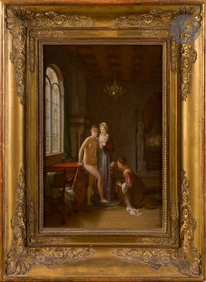 null Jean-Baptiste MALLET (Grasse, 1759 - Paris, 1835)
La Toilette nuptiale, 1832
Toile
Signée...