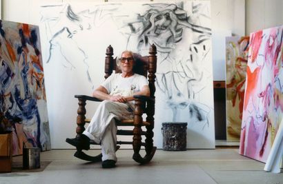null Nico Koster (1940) 
Willem de Kooning in his studio. New Hampton, USA, c. 1980....