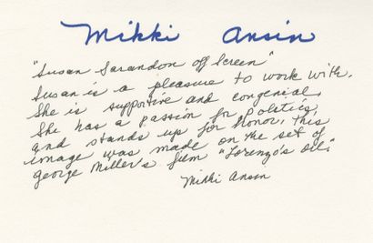 null Mikki Ansin (1936) 
Susan Sarandon during the shooting of George Miller's Lorenzo....