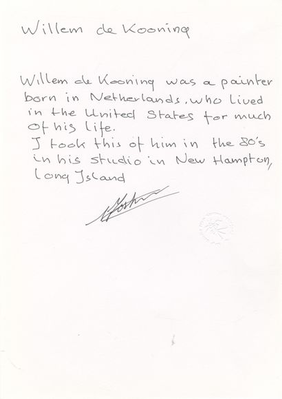 null Nico Koster (1940) 
Willem de Kooning in his studio. New Hampton, USA, c. 1980....