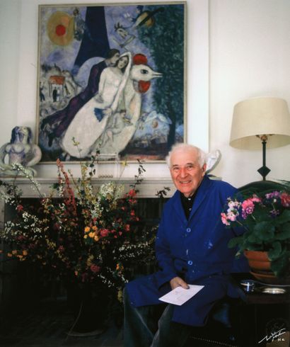 null Nico Koster (1940) 
Marc Chagall in front of The Bride, at his home. Saint-Paul...