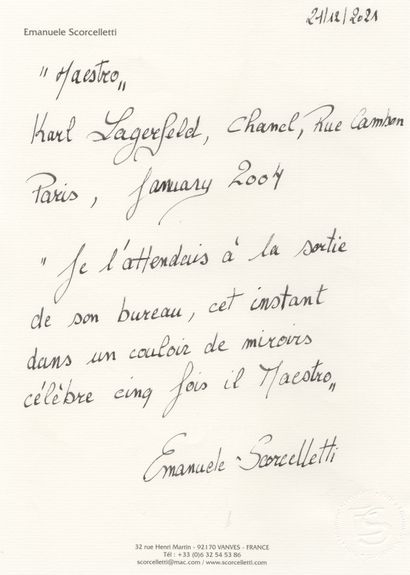 null Emanuele Scorcelletti (1964)
Maestro. 
Karl Lagerfeld, rue Cambon. Chanel, Paris,...
