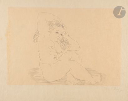 null Raoul Dufy (1877-1953)
Femme nue arrangeant ses cheveux. Vers 1925. Eau-forte....