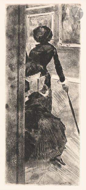  Edgar Degas (1834-1917)
In the Louvre: Painting (Mary Cassatt). About 1876. Etching,... Gazette Drouot