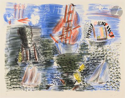 null Raoul Dufy (1877-1953)
La Mer. 1925. Lithographie. Chaque [650 x 500]. Très...