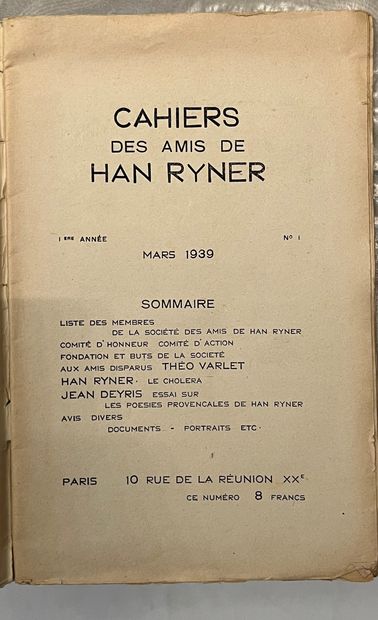 null CAHIERS DES AMIS DE HAN RYNER
1ère série : n° 1, mars 1939 ; Nouvelle série :...