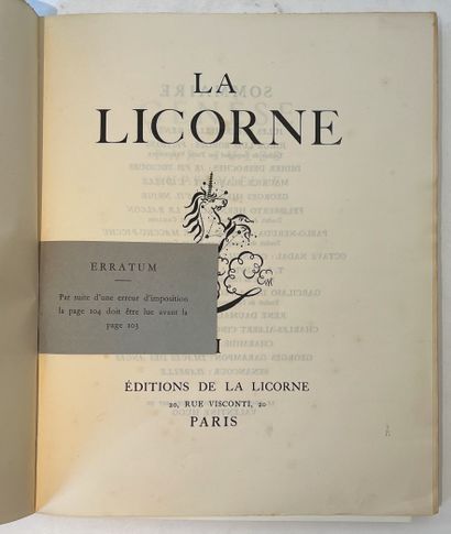null LA LICORNE
Cahiers trimestriels de littérature
N° 1, printemps 1947-n° 3, automne...
