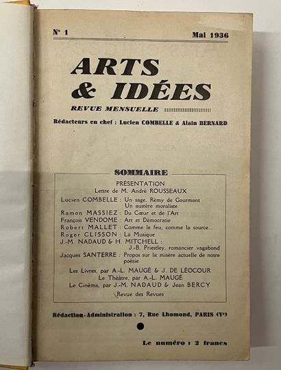 null ARTS ET IDÉES
Revue mensuelle
N° 1, mai 1936-n° 19, avril-mai 1939. Paris, Rédacteurs...