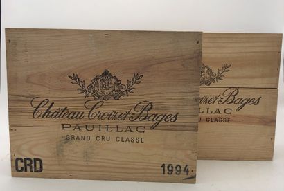 null 6 B CHÂTEAU CROIZET BAGES (Original wooden case of 3), GCC5 Pauillac, 1994