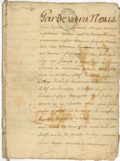 null [Nicolas-Edme RÉTIF DE LA BRETONNE]. Manuscrit signé par Jean-Baptiste François...
