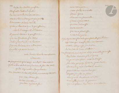 null POÉSIES. Recueil manuscrit XVIIIe s. ; vol. in-4 de 637 p. plus table, dos basane...
