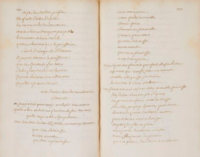 null POÉSIES. Recueil manuscrit XVIIIe s. ; vol. in-4 de 637 p. plus table, dos basane...