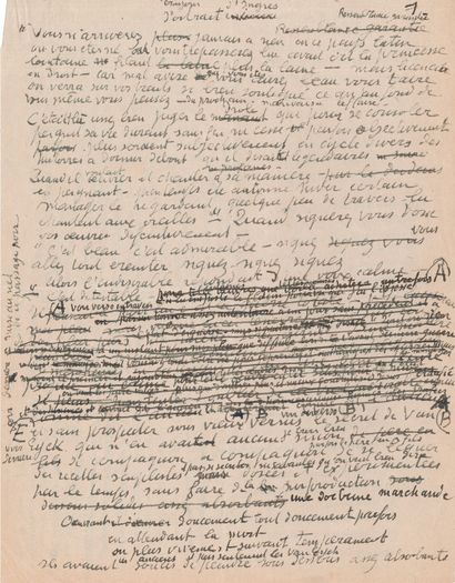 null Georges ROUAULT (1871-1958). Manuscrit autographe, Crayons d’Ingres, Portrait ;...