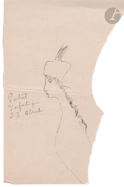 null Marcel PROUST (1871-1922). Original pen-and-ink drawing with autograph caption,...