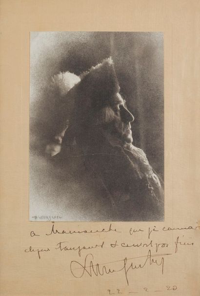 null Lucien GUITRY (1860-1925). Photographie avec dédicace autographe signée, 1920 ;...