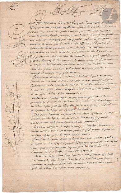 Hyacinthe RIGAUD (1659-1743). Manuscrit dicté,...