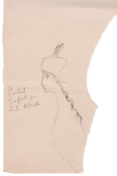 null Marcel PROUST (1871-1922). Dessin original à la plume avec légende autographe,...