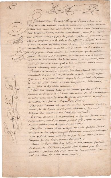 null Hyacinthe RIGAUD (1659-1743). Manuscrit dicté, signé 9 fois de son monogramme...