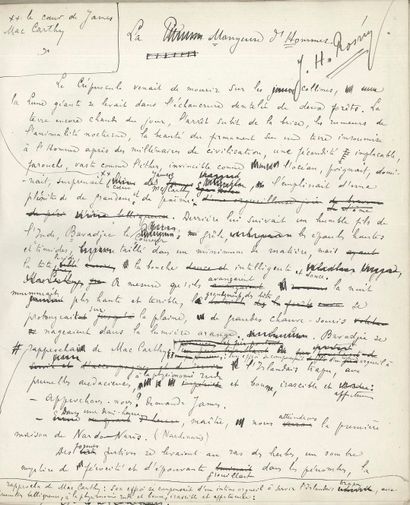 null Joseph-Henri ROSNY aîné. Manuscrit autographe signé, La Mangeuse d’Hommes, [1892] ;...