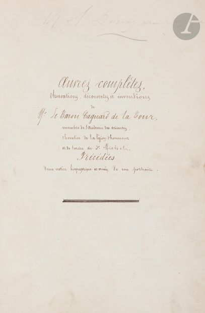 [Charles CAGNIARD DE LATOUR (1777-1859) engineer...