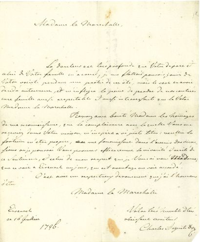null Charles Auguste de SAXE-WEIMAR (1757-1830). 3 L.A.S., 1795-1796 ; 1 page in‑4...