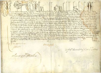 null BULLE PAPALE. Bulle manuscrite au nom de Clément VIII, Rome 1602 ; vélin oblong...