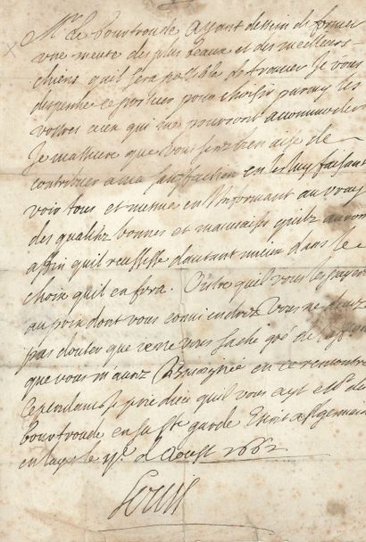 null LOUIS XIV (1638-1715). Lettre (écrite et signée « Louis » par le secrétaire...