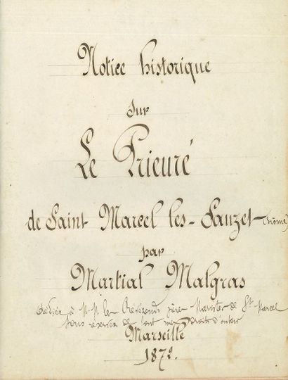 DRÔME. Manuscrit autographe signé par Martial...
