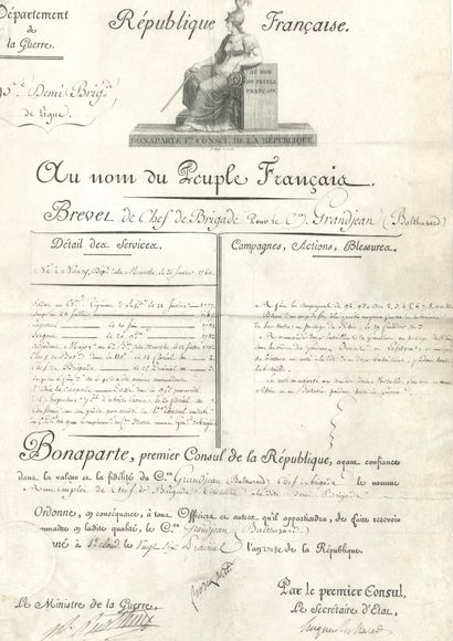 null NAPOLÉON Ier (1769-1821). P.S. « Bonaparte » (secrétaire), Saint-Cloud 26 prairial...