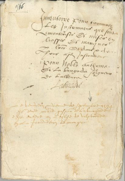 QUERCY. Manuscrit signé par Labugarde, 1566 ;...