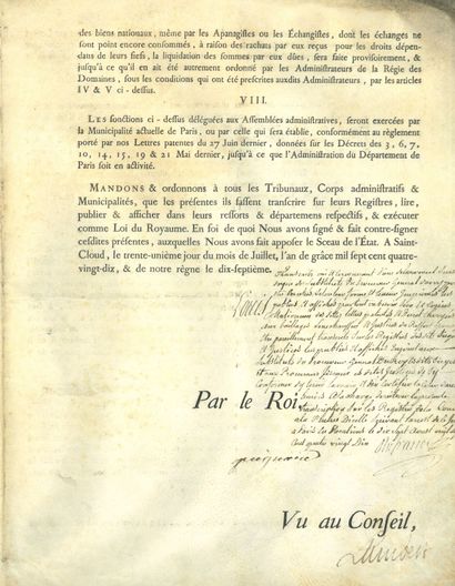 null ROIS DE FRANCE. 7 pièces, dont 5 P.S. (secrétaire) et 2 avec « bon » autographe ;...