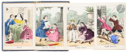 null [Alphabet de la poupée].
Lith. Ch. Fernique. Paris. [Vers 1855]. (17 x 11,8 cm)....