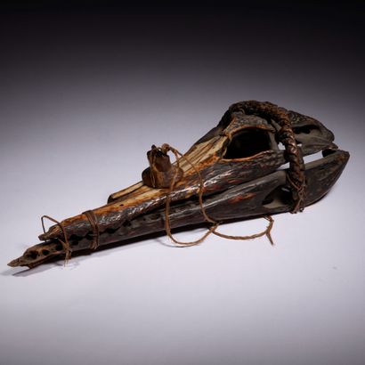 null Un rare et très ancien « objet » de divination, constitué d’un crâne de crocodile...