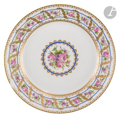 null Valenciennes and Sevres
Two porcelain plates, one with polychrome decoration...