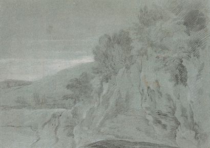 null Michel-Ange CHALLE (1718-1778)
Paysage
Crayon noir et rehauts de craie blanche...