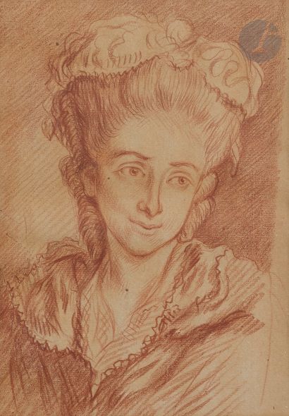 null École FRANÇAISE du XVIIIe siècle
Portrait de femme en buste
Sanguine.
24, 5...