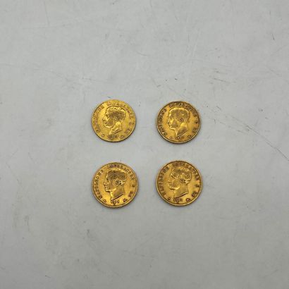 4 Pièces de 40 lires en or Napoléon 2ème...